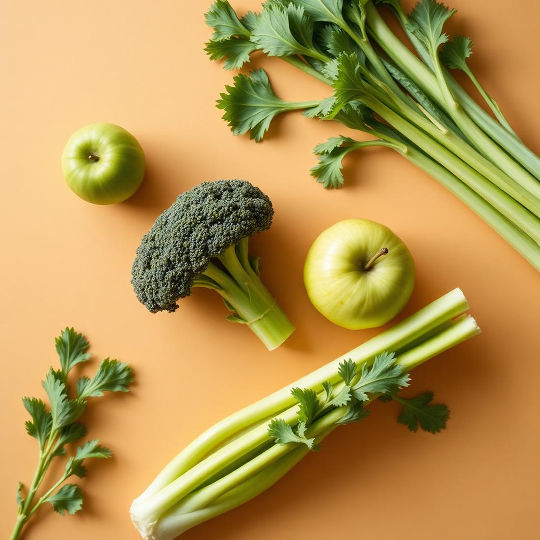Fresh greens and apple